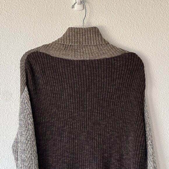 Skies Are Blue Color Block Sweater Women's Size Small Cowl Neck Green Gray Brown - Picture 5 of 8